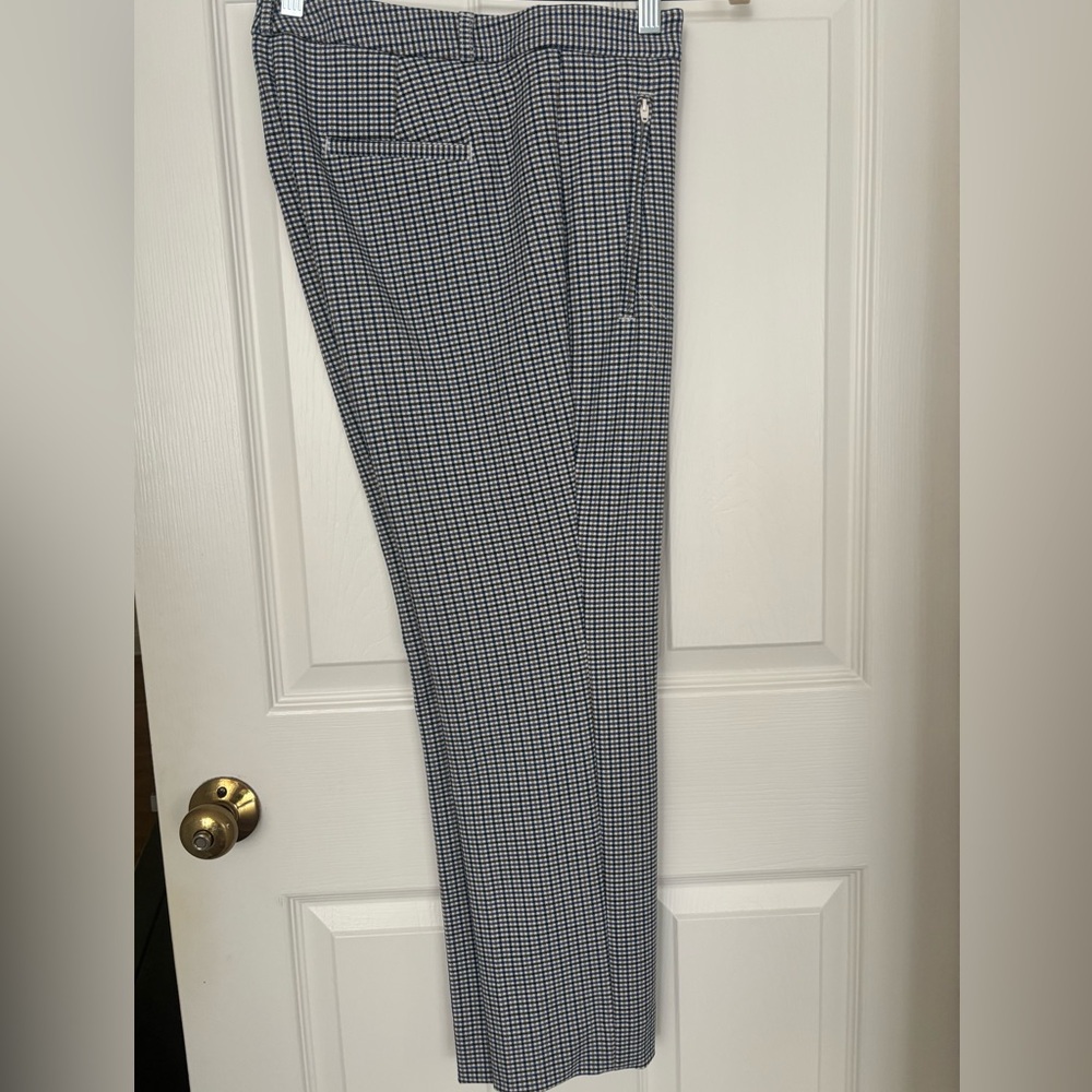 Banana Republic Blue,Tan and White  Checkered Straight Leg Pants